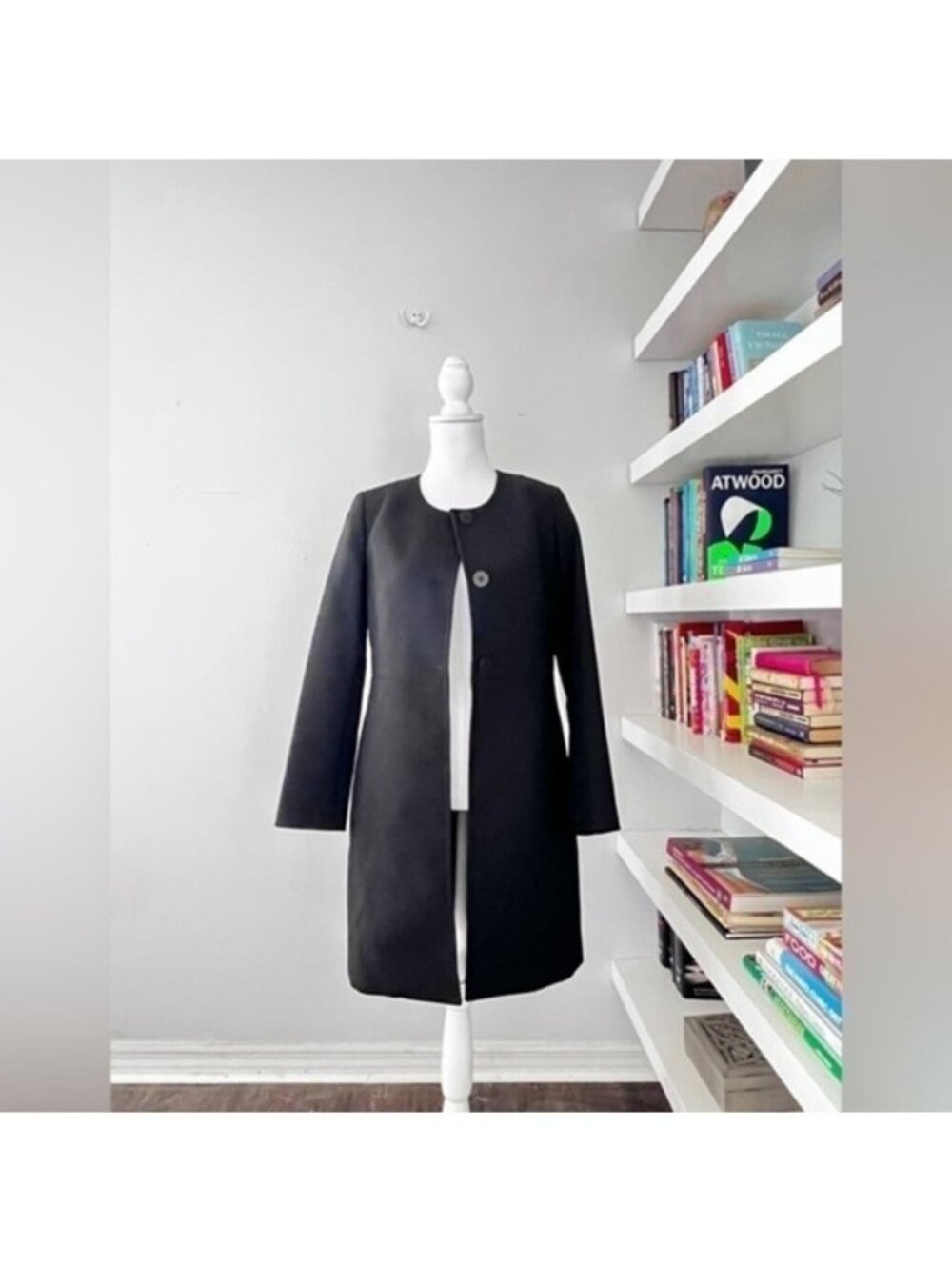 Talbots button front black mid weight coat size 6